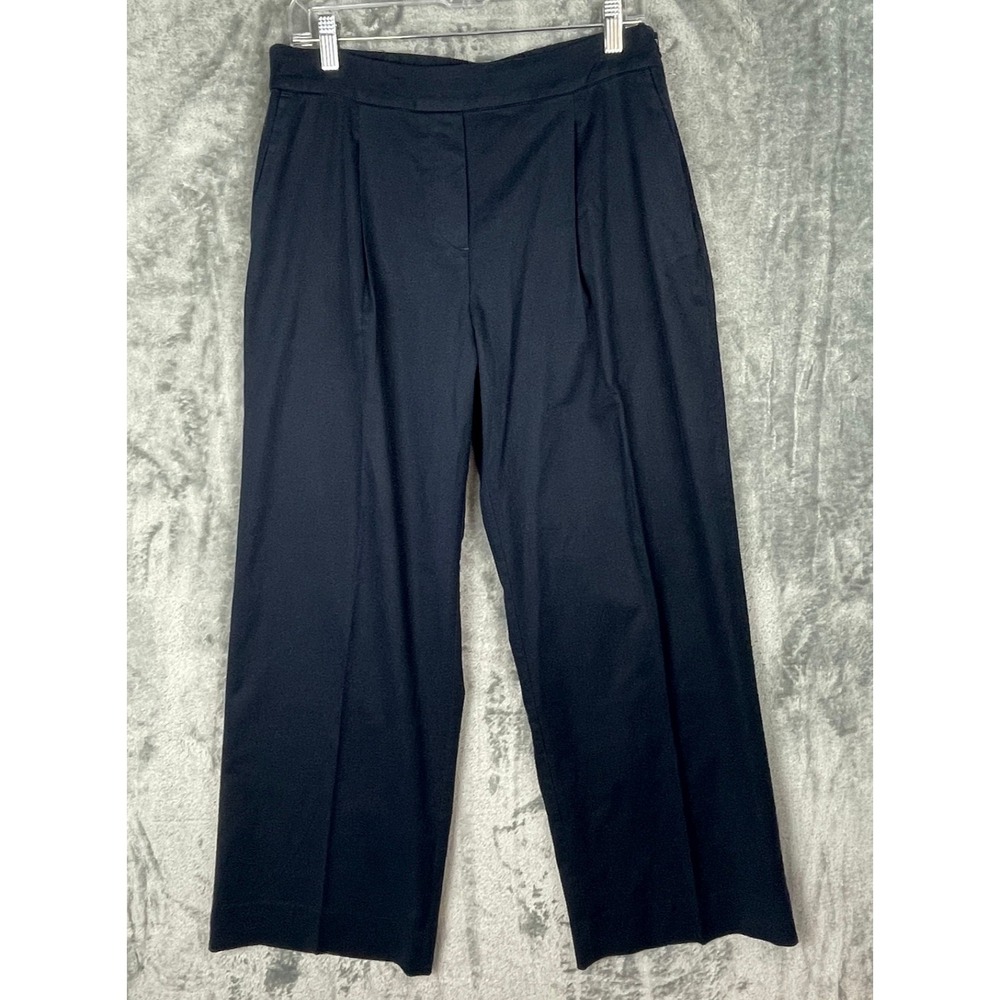 J.Jill Dress Pants Womens 10 Blue Wide Leg Cotton Blend Stretch Pleated Trousers - Picture 1 of 11